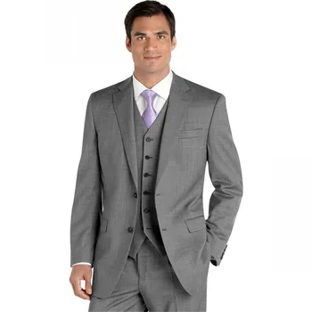

Custom Made Gray men wedding dress Tuxedo Groom Formal Handsome fashion Suit Mens 3 pieces (jacket+vest+pants) man suits