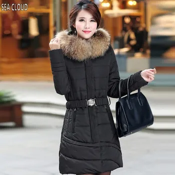 

82 Free shipping plus size wadded jacket female medium-long 2017 winter black cotton-padded jacket outerwear 3xl 4xl 5xl