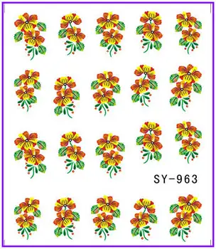 

6 PACK/ LOT GLITTER WATER DECAL NAIL ART NAIL STICKER FLOWER PANSY FLAMERAY GERBERA SY963-968