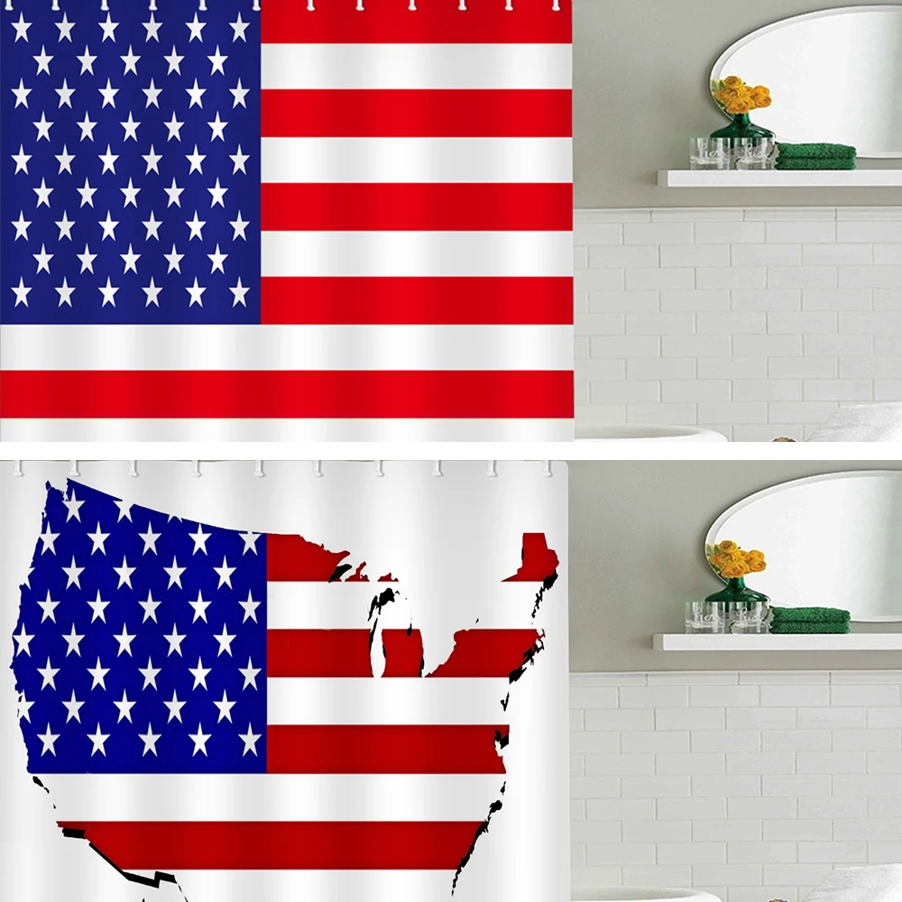 Занавеска для душа с рисунком флага США водонепроницаемая занавеска ванной из
