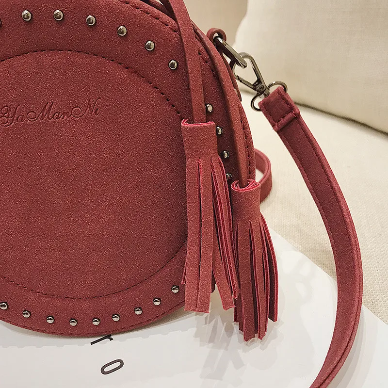 Vintage Scrub Leather Crossbody Shoulder Bag for Women Round Fashion Tassel Messenger Bag Female Casual Tote Bags Hot Sale Sac Vintage Scrub Leather Crossbody Shoulder Bag for Women Round Fashion Tassel Messenger Bag Female Casual Tote Bags Hot Sale Sac