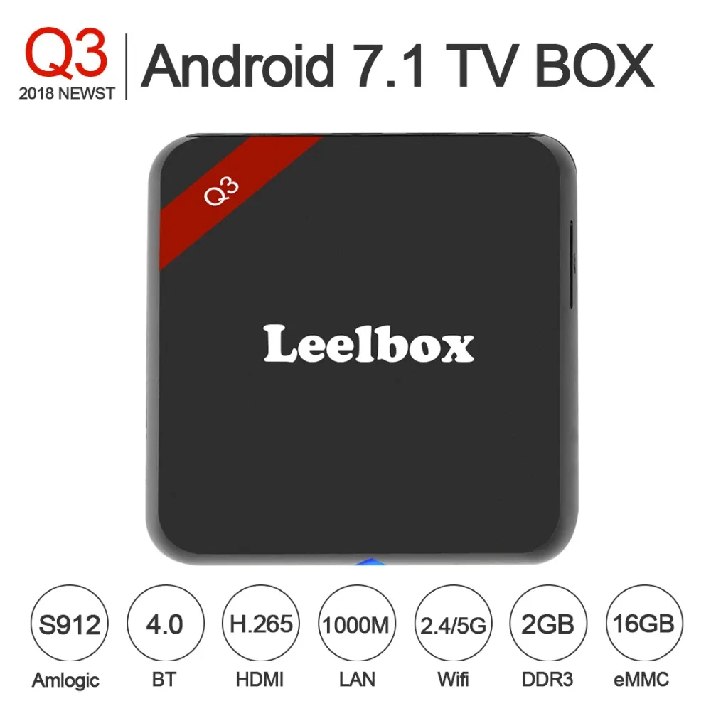 

Leelbox Q3 2GB 16GB Smart Android 7.1 TV BOX Bluetooth4.0 H2.65 4K 2.4GHz/5GHz WIFI Support 3D movie Set-top box Media Player
