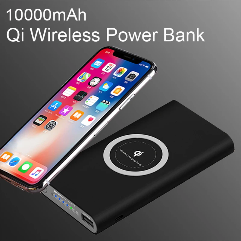 Power Bank 10000 mAh Qi Wireless Charger for iPhone X XS XR 8 7 6 batterie externe portable charger for Samsung Xiaomi Powerbank