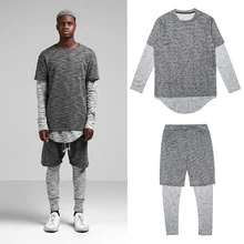 Высокое качество мужской спортивный костюм хип-хоп Толстовка Топы+ длинные штаны 2 шт. костюм для отдыха комплекты одежды верхняя одежда с капюшоном Брюки