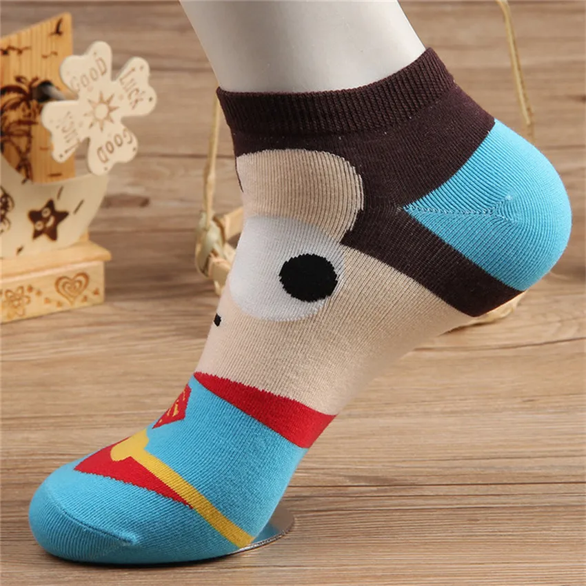 

IOLPR men socks cotton superman spiderman captain america avenge mens and male black short sock colorful funny cartoon sock