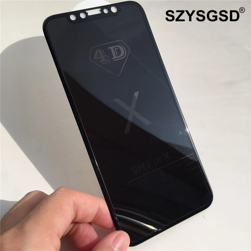 

SZYSGSD Anti Glare Screen Protector For iPhone X 4D Soft Edge Anti Peeping Tempered Glass For iPhone X Privacy Protective Film