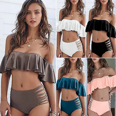 Женский купальник бикини с высокой талией и открытыми плечами|clothes summer|clothes women