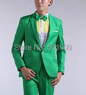 

Free ship mens green/red/pink/blue/yellow tuxedo suit/stage performance