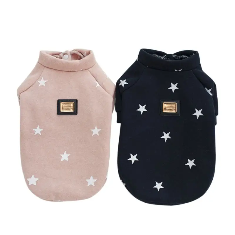 Pet Dogs Cats Warm Hoodies Puppy Clothes Cute Autumn Winter Dog Accessories Coats Jackets Cloth Pentagram Five Stars Pattern