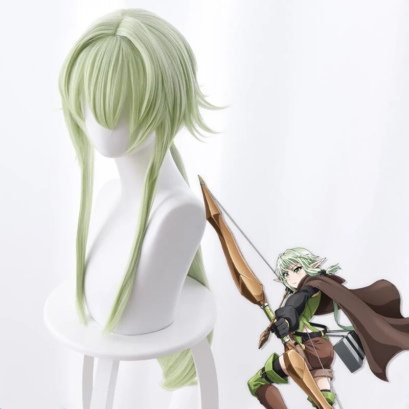 80 см Goblin Slayer Cospaly высокий Эльф Лучник парик светло зеленые синтетические волосы
