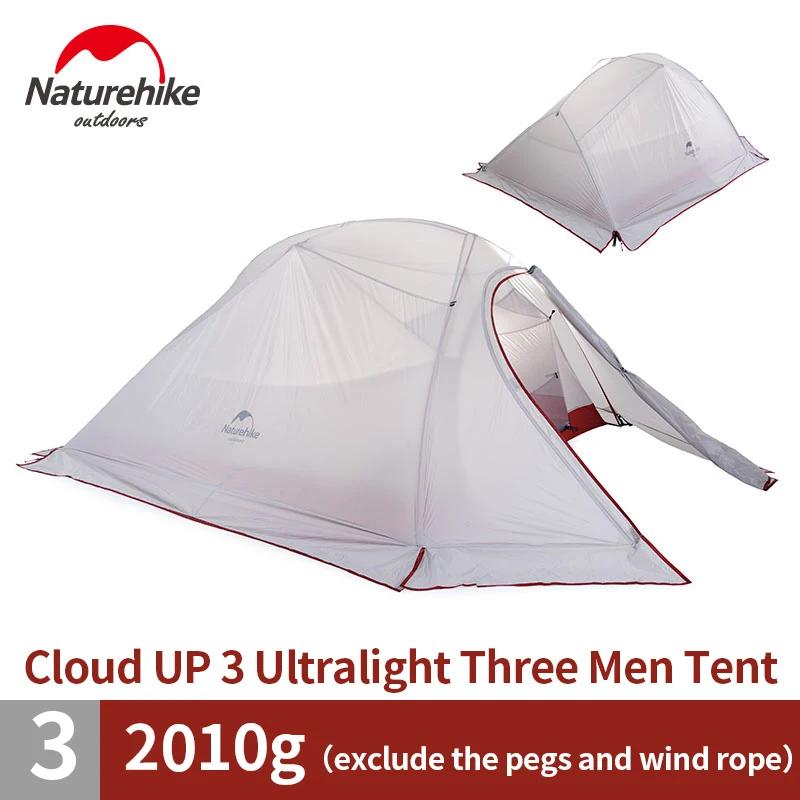 Naturehike туристическая палатка для путешествий 1-3 человек палатки для кемпинга Водонепроницаемые двухслойные палатки для кемпинга Семейные палатки с алюминиевым полюсом - Цвет: UP3 white silicone B