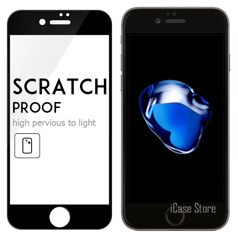 Черный белый Полноэкранный протектор для iPhone 7 6 S Plus 5 5S SE закаленное стекло