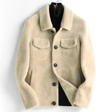 Новая зимняя Для мужчин овец стриженый пальто с мехом; большие размеры Для мужчин из натуральной Мужская кожаная куртка jexxi Высокое качество пальто