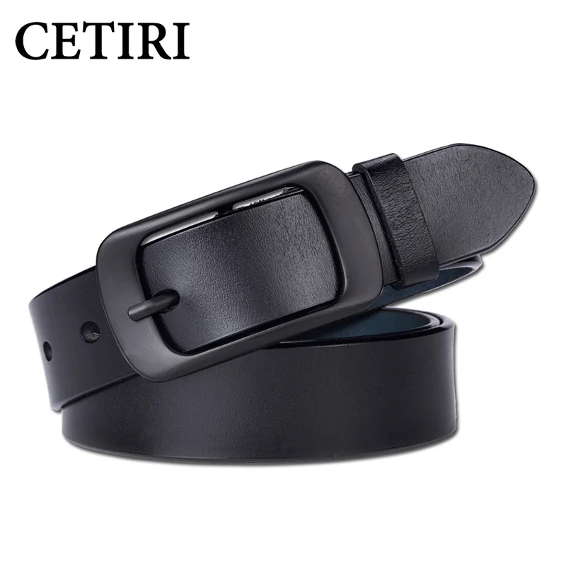 

CETIRI new fashion hot sale 2.8cm black pin buckle thin belts for female jeans women genuine leather belt famous belt