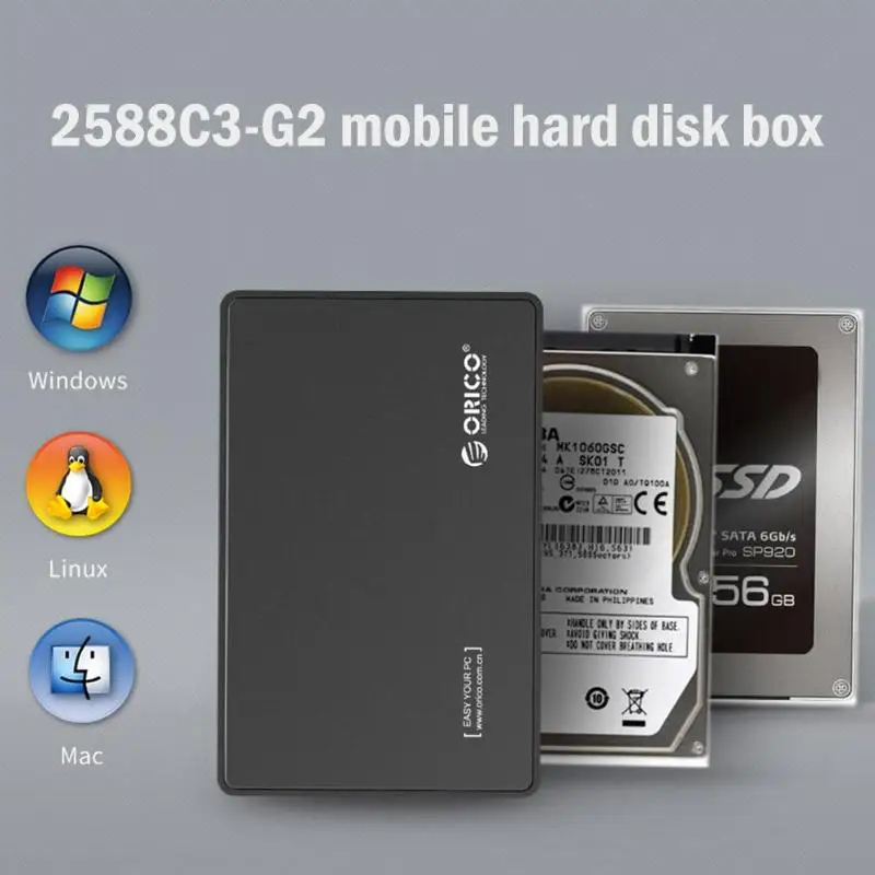 ORICO 2,5 дюймов SATA 3,0 к USB3.1 Gen2 type-C HDD корпус высокоскоростной жесткий диск Внешний корпус HDD ssd-бокс