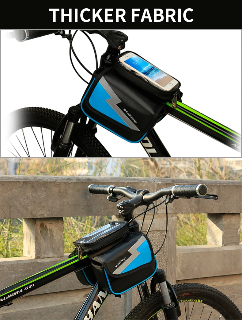 Cheap 2017 New Bicycle Frame Front Tube Touch Screen Phone Bag Bike 5.7 inch phone Bag For iPhone 7plus Pannier Cycling Accessories 6