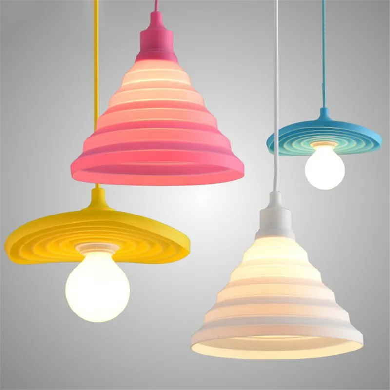 Подвесной светильник s Красочный светодиодный E27 силиконовый винтажный подвесной светильник Эдисона для ресторана, подвесной светильник для столовой, кухни