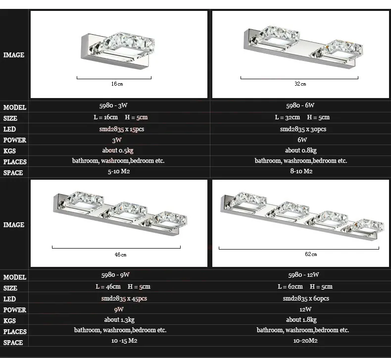 Современная спальня фойе 16 см настенный светильник 110 В 220 В 3 Вт led Хрустальное украшение ванной комнаты бра