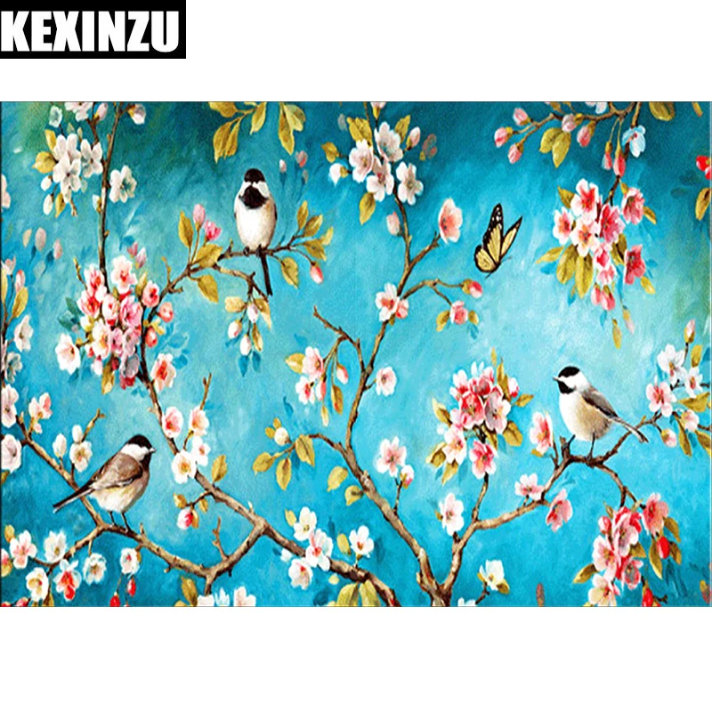 

5D DIY full Square drill diamond Magpie bird Flowers Cross stitch Rhinestones Diamond embroidery Mosaic home decorate