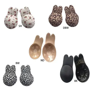

2Pcs/Pair Women Cute Rabbit Ear Invisible Bra Lifting Chest Stickers Breathable Bio-Silicone Nipple Cover Anti-Sagging Chest Pad