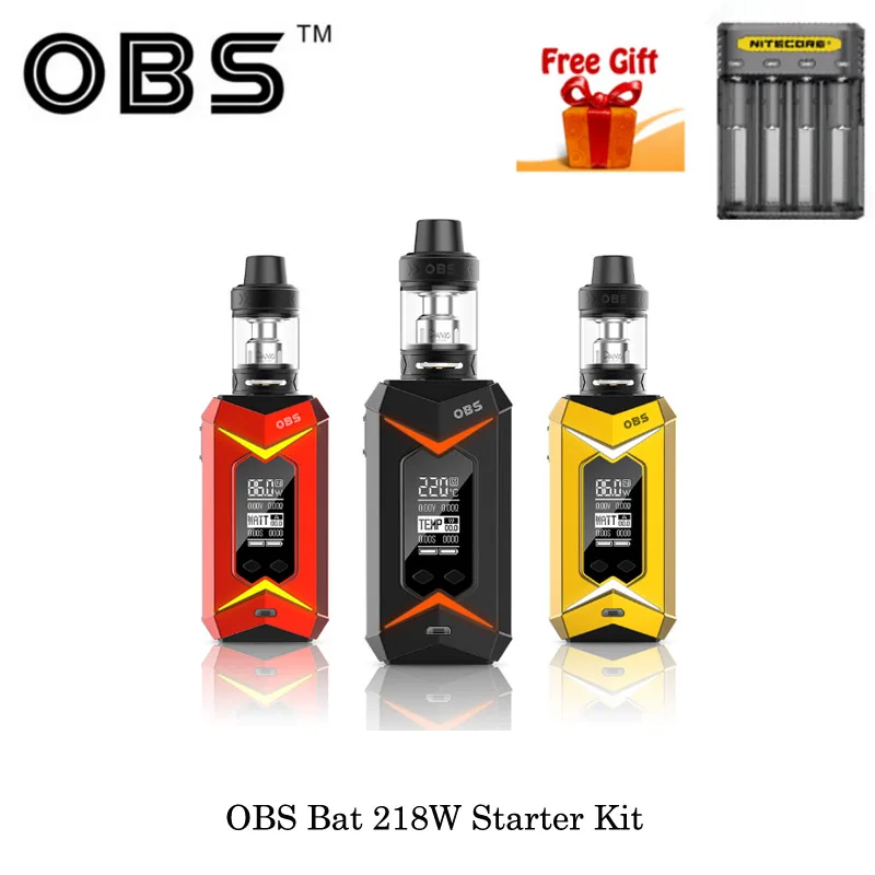 

218W Original OBS Bat Starter Kit electronic cigarettes Bat 218W Box Mod with Damo Sub Ohm Tank M2/M6 Coil Core Vape Vaporizer