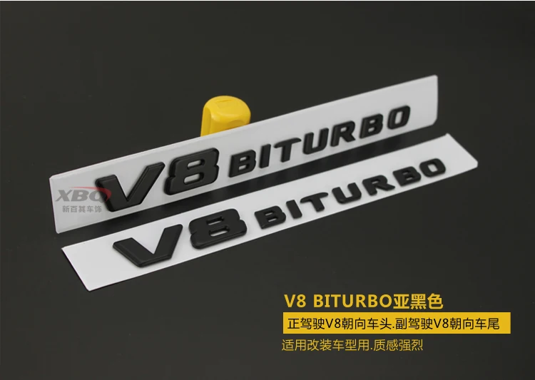 Emblema para Mercedes Matic + Turbo Estilo do Carro Carta Benz Biturbo 4 Matic Fender Logotipo Adesivo Cromo Preto Vermelho Amg V12biturbo v8 17 High Quality Automóveis e motos