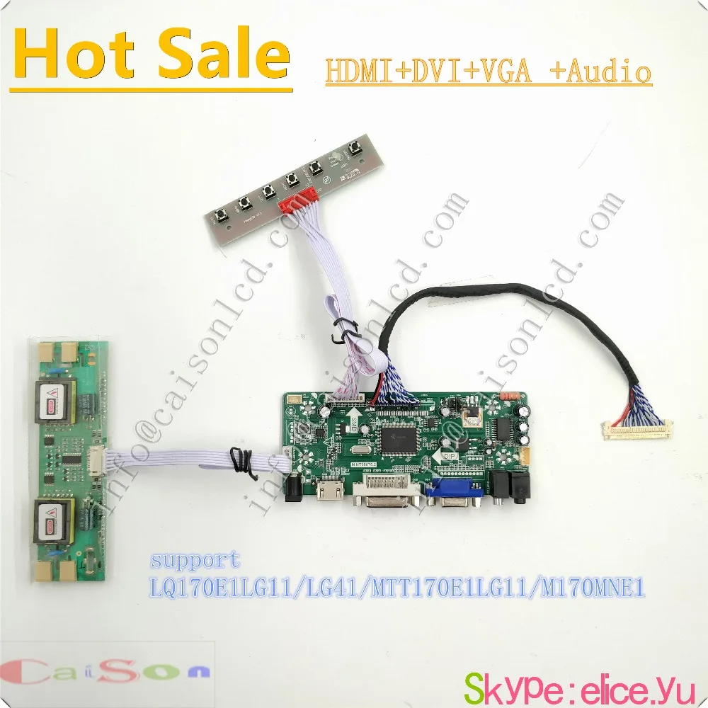

HDMI/DVI/VGA/AUDIO/ of LCD Driver Board support LQ170E1LG11/LG41/MTT170E1LG11/M170MNE1