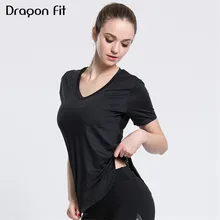 Дракон Fit Чистая Пряжа Лоскутная дышащая эластичная футболка для женщин фитнес бег быстросохнущие Топы Удобные Свободные женские