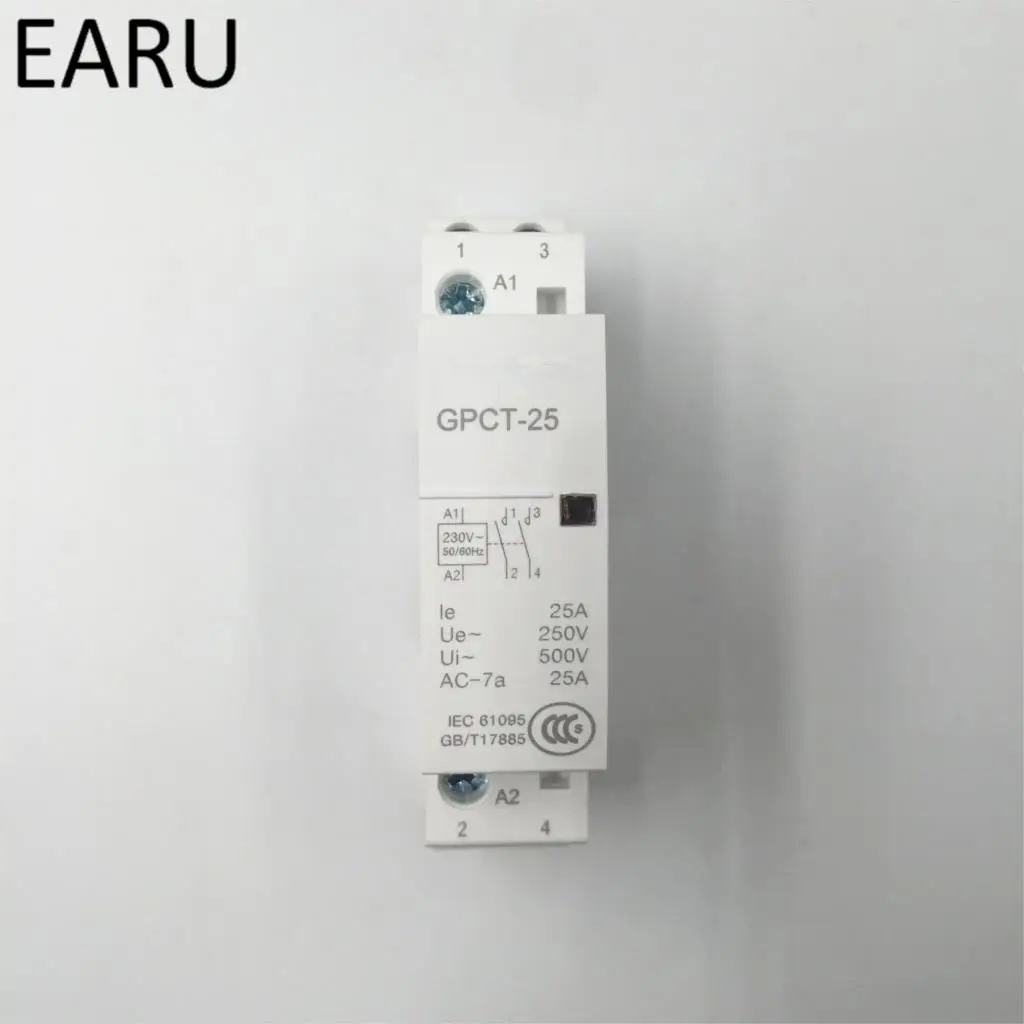 GPCT1 2P 16A 25A 220 В/230 В 50/60 Гц din рейка Ac контактор для дома 2NO домашнего