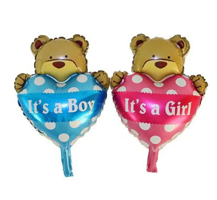 

Teddy Bear Heart Foil Balloons Baby Shower Supply It's A Girl/Boy Birthday Party Decoration Gender Reveal Supply