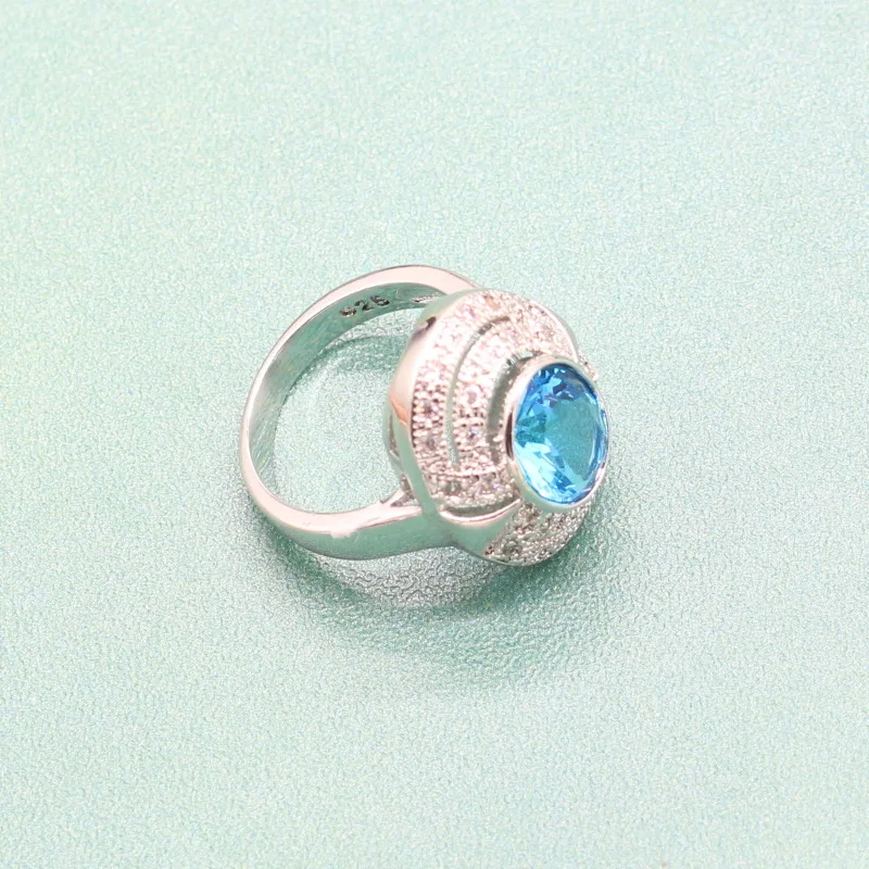 EIOLZJ светильник, синий полудрагоценный камень, Стерлинговое серебро 925, ювелирные наборы для женщин, ожерелье, кольцо, висячие серьги, Ювелирная коробка