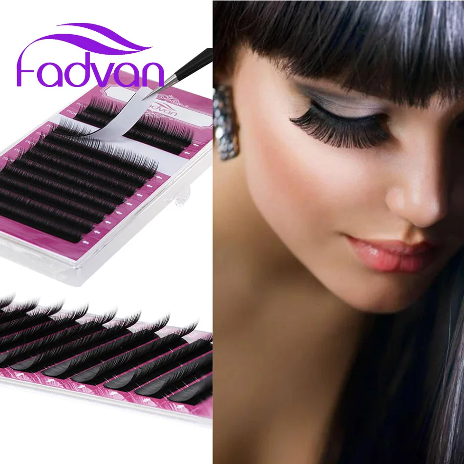 

Fadvan Long Natural False Lashes False Eyelashes 0.05-0.25mm Faux Mink Classical Individual Lashes for Building