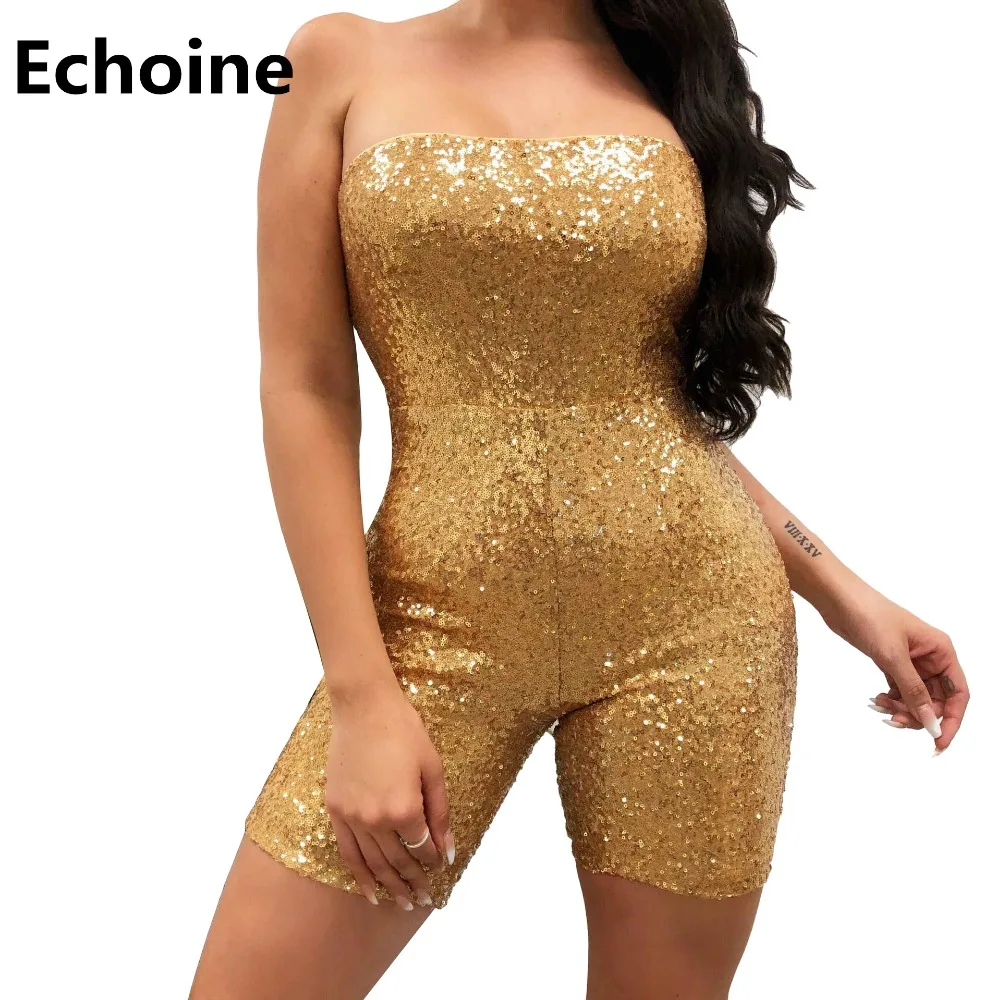 

Women Strapless Sequin Sexy Playsuit Bodycon Slim Playsuit Sexy Clubwear Outfit Female Party Sequin Backless Jumpsuit Streetwear
