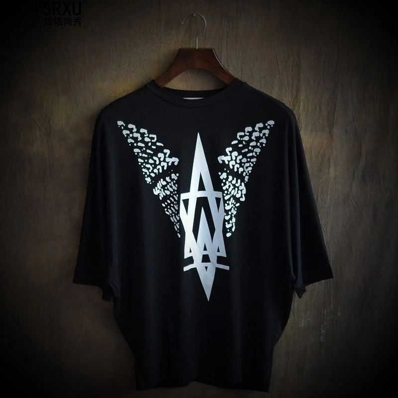 2015 plus size loose batwing sleeve fashion batwing shirt male T-shirt male short-sleeve top print t-shirt