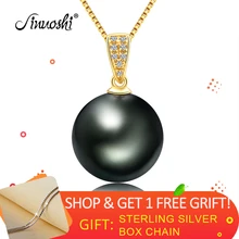 AINUOSHI 18K Solid Gold Real Diamond Black Pearl Pendant 10-11mm Natural Tahitian Pearl Women Pendant with Silver Necklace(Gift) huge pair of 11mm natural tahitian genuine black perfect round pearl earring