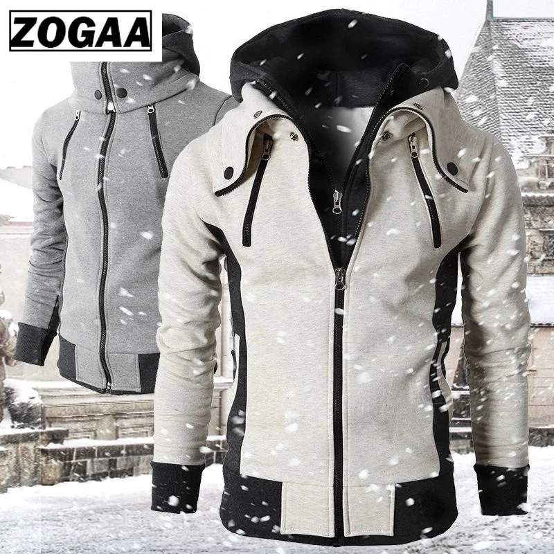 ZOGAA, мужские весенние толстовки, свитшоты, облегающие, уличная одежда, поддельные, 2 штуки, пальто с капюшоном размера плюс, мужские толстовки s