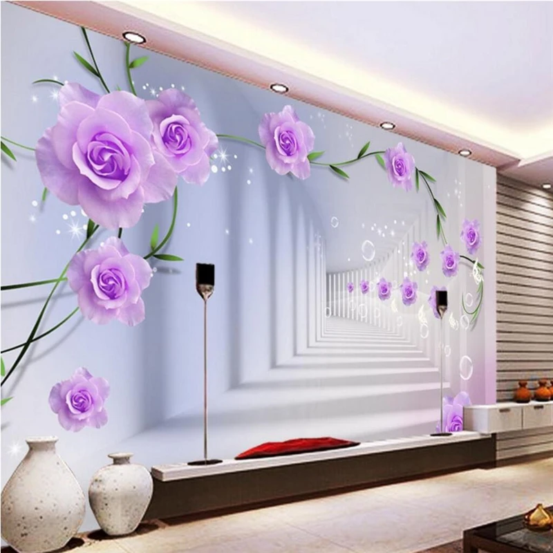 

beibehang Rose stereo channel TV background Photo Wall paper Large Murals living room sofa bedroom mural wallpaper contact paper