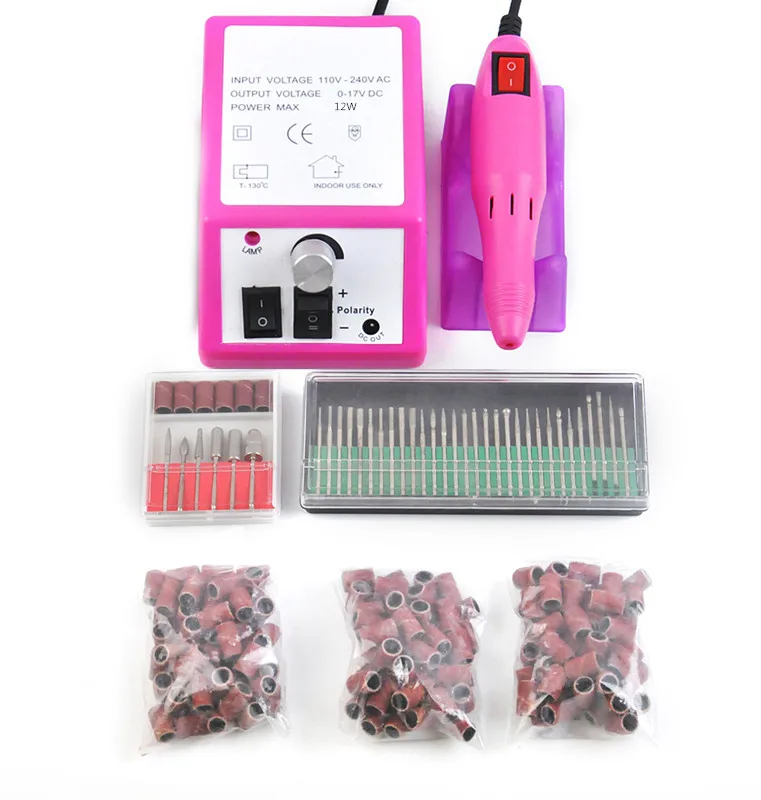 

Electric Nail File Professional Pink Nail Art Drill Machine Manicure Pedicure Pen Tool Set Kit+30pcs Bit+150pcs Sanding Bands