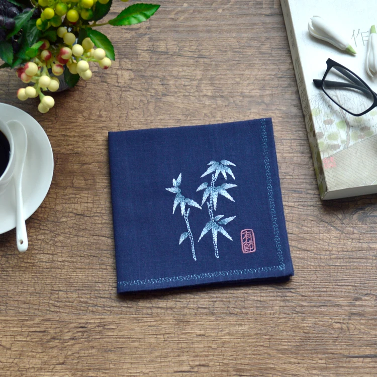  Plum Blossom Bamboo Chrysanthemum Vintage Fashion Chinese Embroidery Flower Handkerchief Birthday G