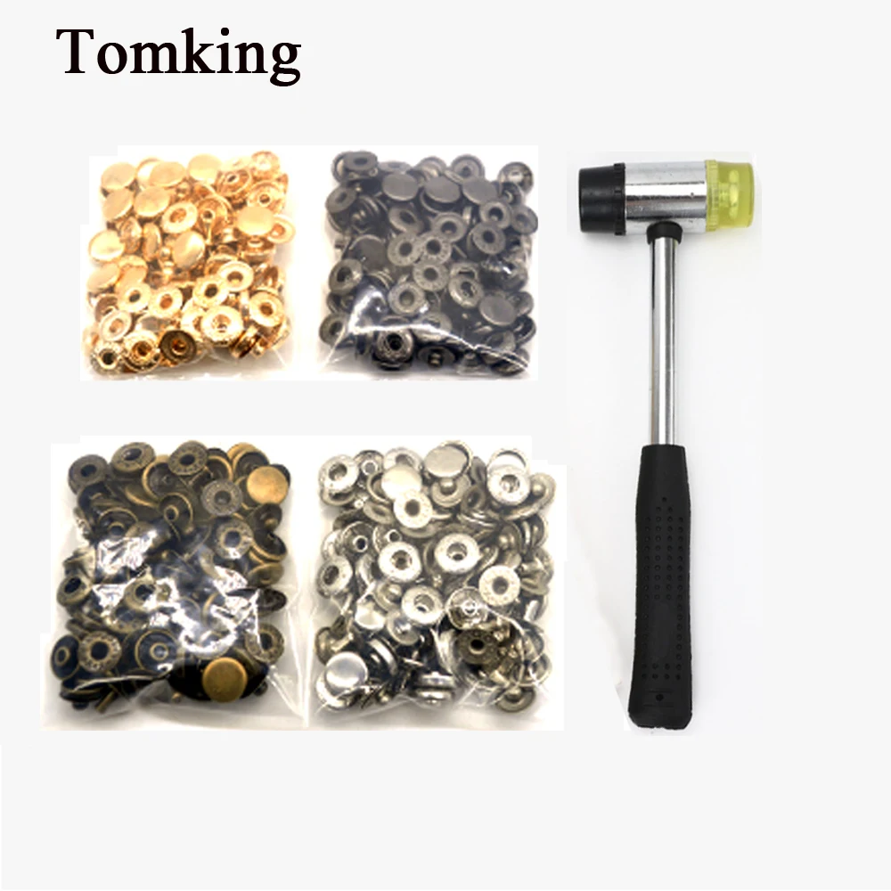 

New each 30sets Snap Buttons+4 Tools Metal Press Studs Snap Fasteners for Sewing Leathercraft Clothes Bags Bracelet Belt