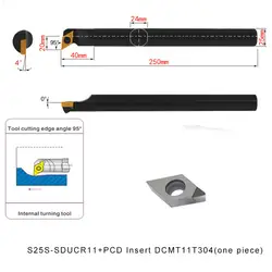 S25S SDUCR11 + DCMT11T304 PCD вставки для проворачивания внутренний поворота токарный станок с ЧПУ металлический инструмент борштанги держатель