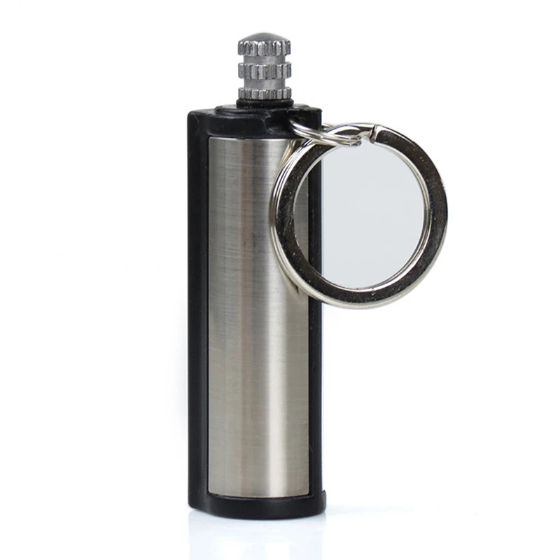 

Newest Creation Design Hot Popular Permanent Match Key Chains Silver Stainless Steel Cylinder Shape Key Ring Jewelry Gifts
