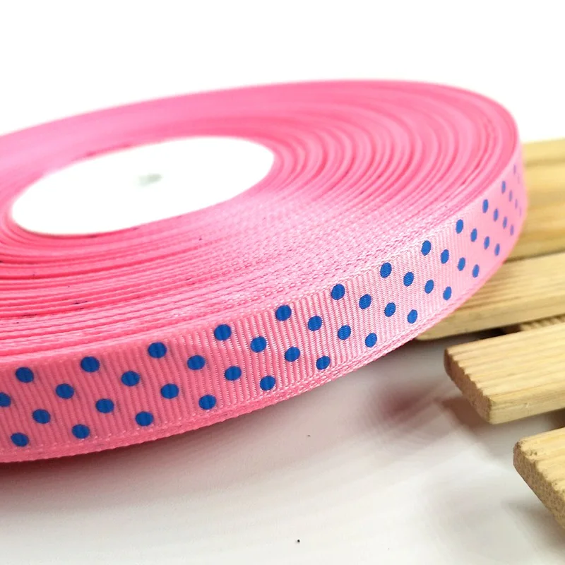 HL 5/8"(15MM) 10 Meters/lot Printed Dots Grosgrain Ribbons Gift Box Wrapping Belt Wedding Party Decorative Crafts - Цвет: fushia