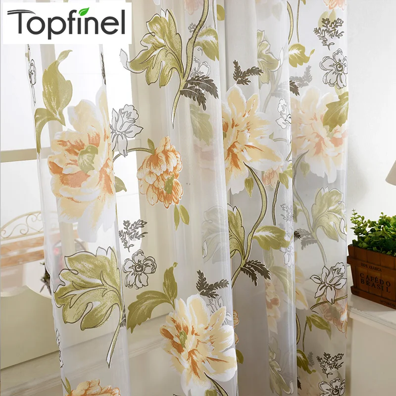 

Top Finel Floral Sheer Window Curtains for Kitchen Living Room Bedroom Tulle Curtains Drapery Home Decor Room Divider 1 Panel