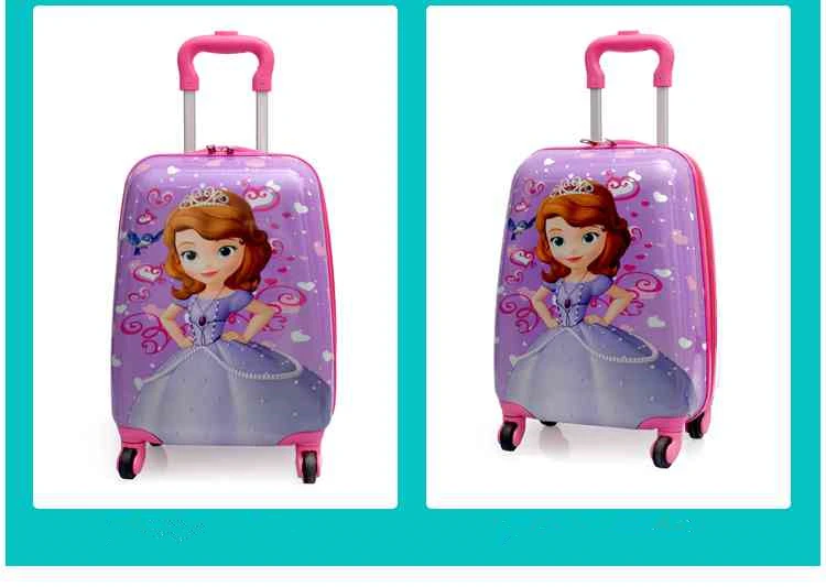 2" мультфильм дети ABS тележка для багажа на колесах случае детский Багаж Спиннер чемодан переноска мальчик девочка сумка на колесах