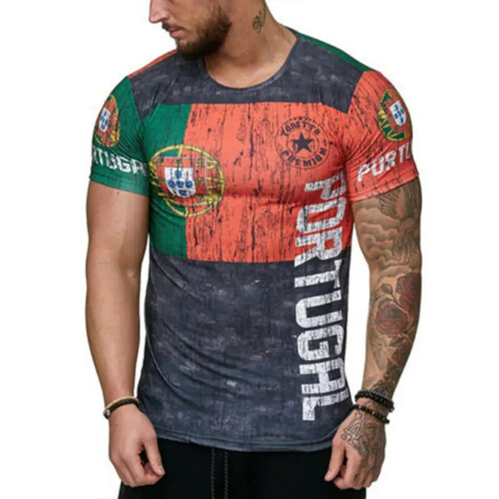 

ZACOO Men 3D Digital Pattern Round Collar Short Sleeve Fashion Casual T-shirt