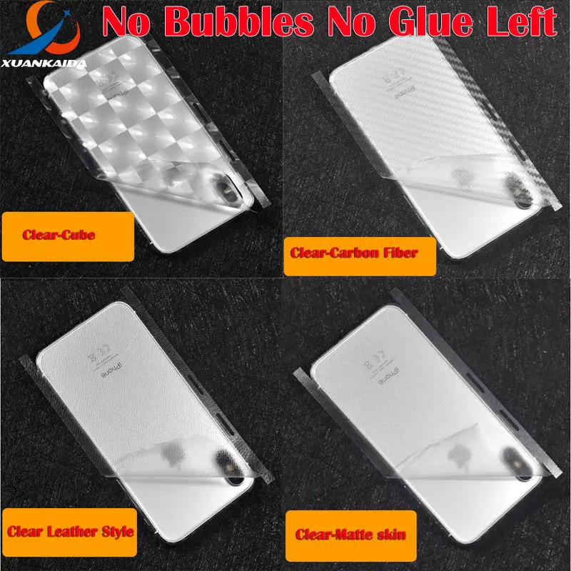 

Matte Leather Carbon fiber checker Full protective cover Back edge sides sticker For Iphone X Clear skin protector 1pcs