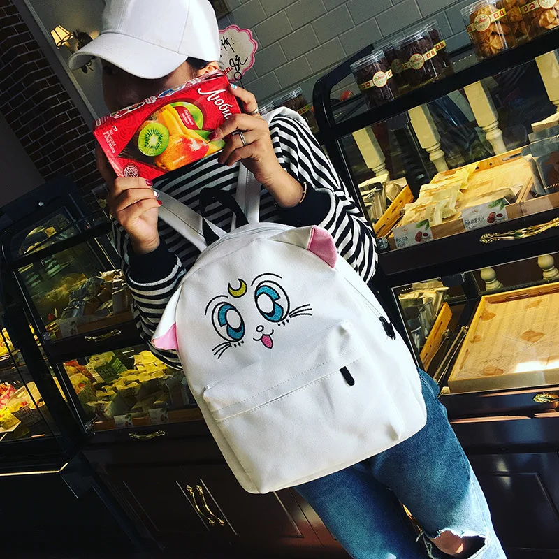 Anime Sailor Moon Cosplay Embroidered shoulder bag cute cartoon kitten kitten student canvas bag birthday gift