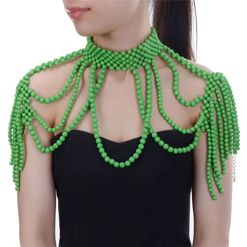 JEROLLIN, 8 цветов, модное массивное ожерелье для женщин, ожерелье, нагрудник, колье, ручная работа, жемчужное ожерелье, макси ювелирное изделие - Окраска металла: N0012777