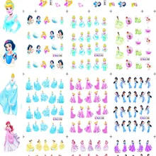 11 листов/партия, наклейки для ногтей BLE Princess, мультяшный дизайн ногтей, переводные наклейки для воды, дешевые наклейки